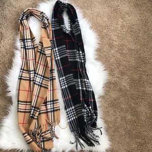 Two plaid Cashmere feel scarfs